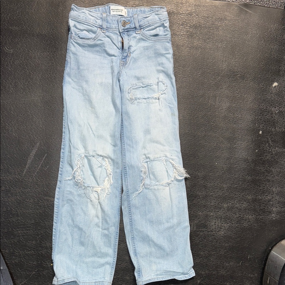 Abercrombie Kids 7/8 long Distressed Light Blue Jeans